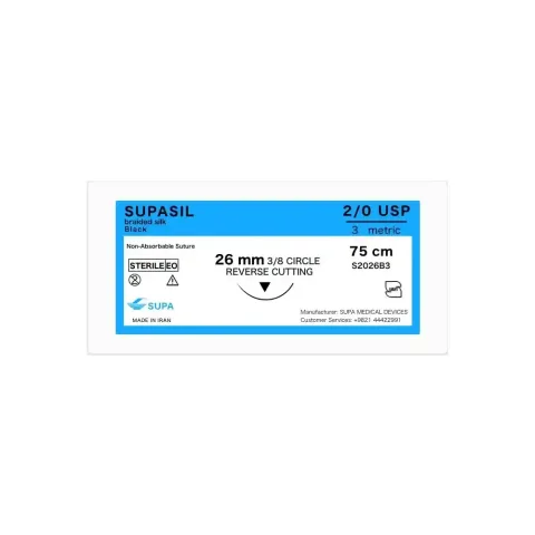 نخ بخیه جراحی سیلک سوپا (Supa Silk) - همراه با سوزن استریل