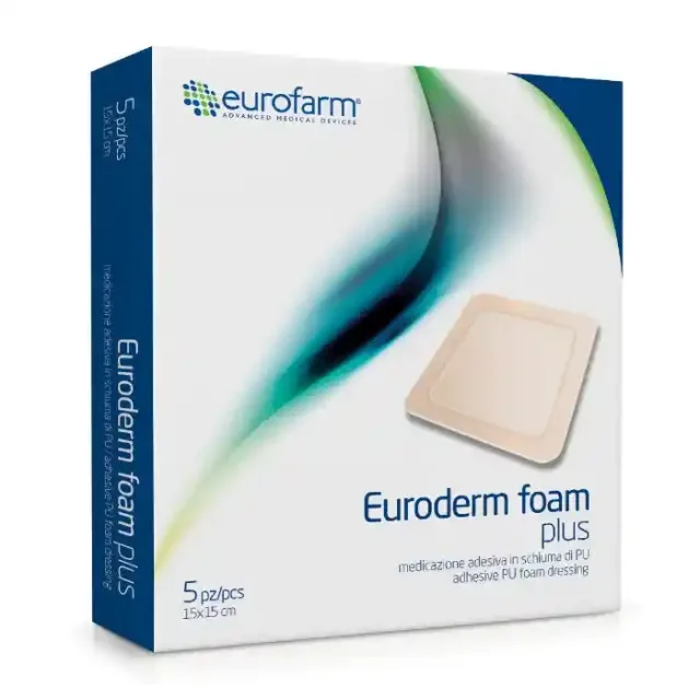 پانسمان فوم پلیاورتان یورودرم پلاس چسبدار (Euroderm Foam Plus) سایز ۱۰×۱۰