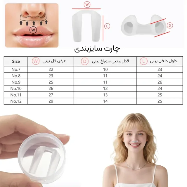 چارت سایزبندی نوستریل ریتینر