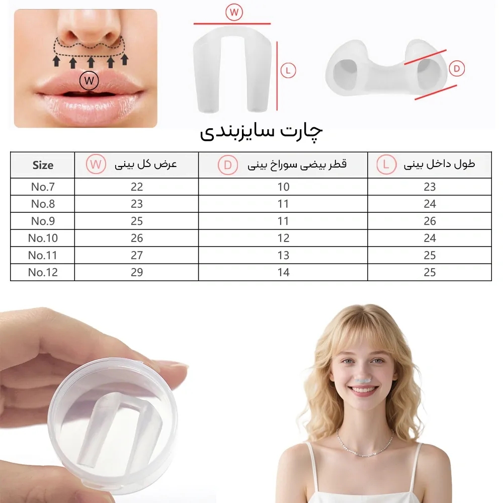 چارت سایزبندی نوستریل ریتینر