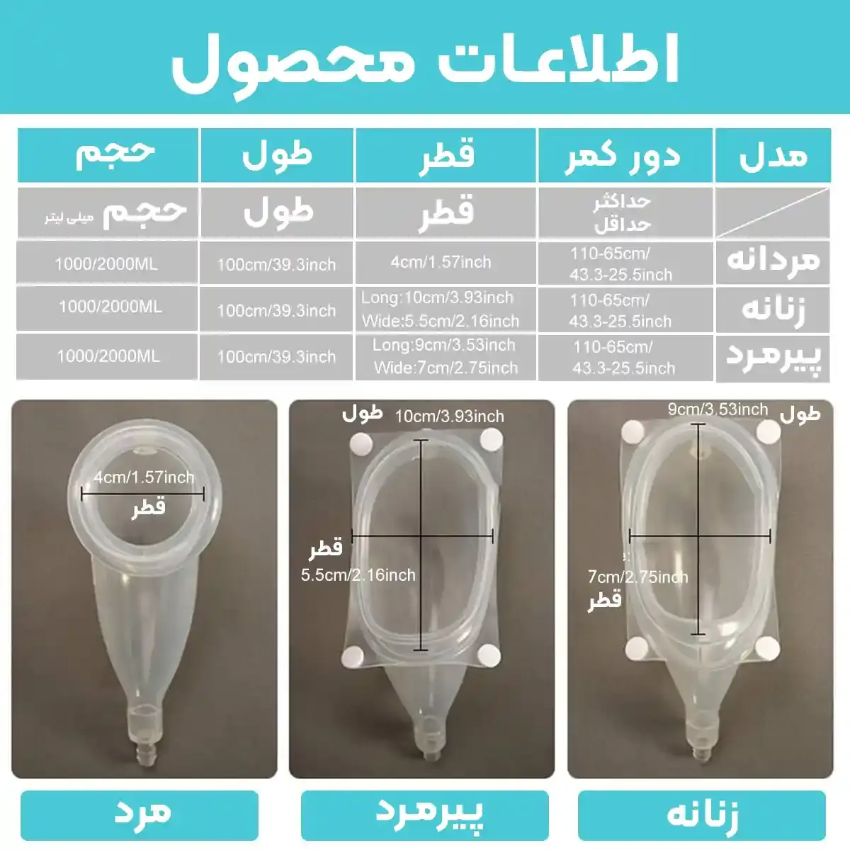 راهنمای سایزبندی کاندوم شیت دائمی سیلیکونی