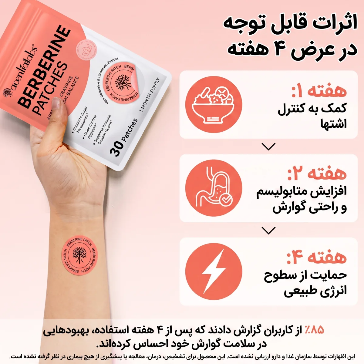 اثرات پچ کاهش وزن بربرین اسنشال لبز Acentiallabs بعد از 4 هفته استفاده