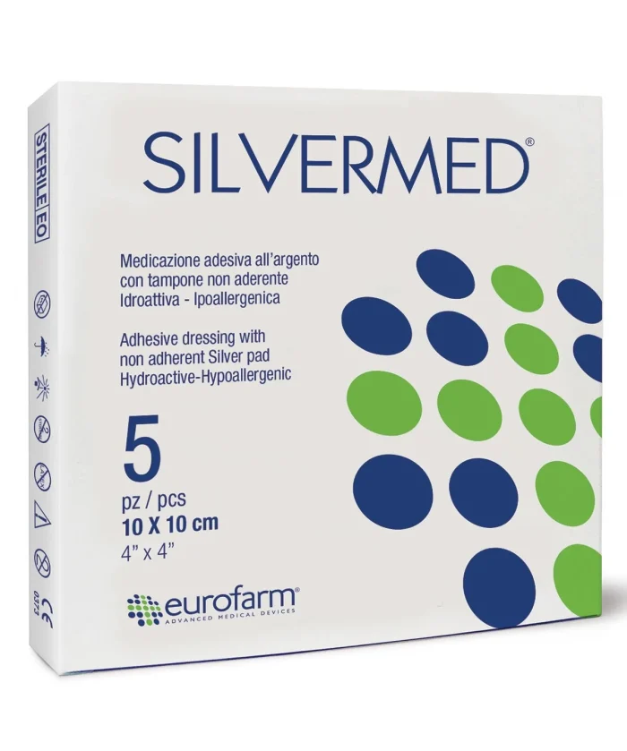 پانسمان نقره جاذب چسبدار سیلورمد یوروفارم Euroderm Silvermed