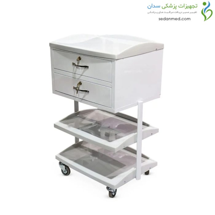ترالی زیبایی دو کشو قفل دار