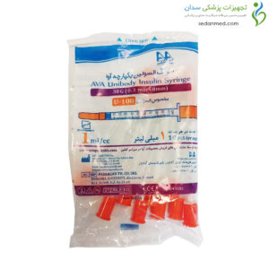 سرنگ انسولین یکپارچه حجم 1 میلی لیتر گیج 30 آوا (ava)